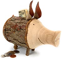 Hucha Rudi de madera de rama con corteza